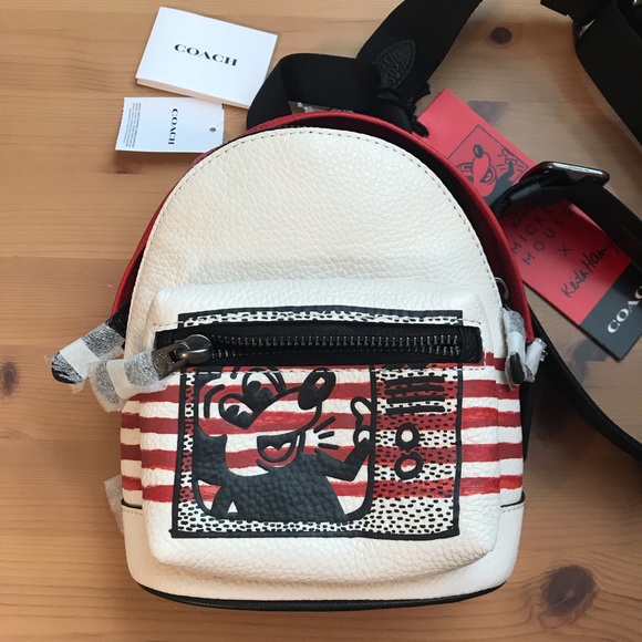 ❤️🐭 Coach Disney Mickey Mouse X Keith Haring Small West Backpack Crossbody - Picture 1 of 11